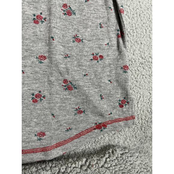 P.J. Salvage Pajama Top Small Long Sleeve Floral Rose VNeck Gray Red Light Shirt - Picture 4 of 11